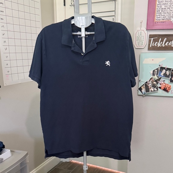 Express Navy Polo Shirt with Embroidered Logo - Picture 1 of 8